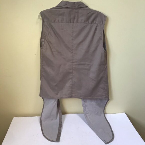 HELMUT LANG Tie Front Sleeveless Cotton Button Up Shirt Top Minimalist Neutral S - Picture 5 of 14